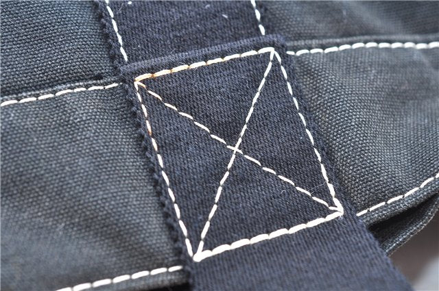 Authentic HERMES Deauville MM Hand Tote Bag Canvas Black 2920E