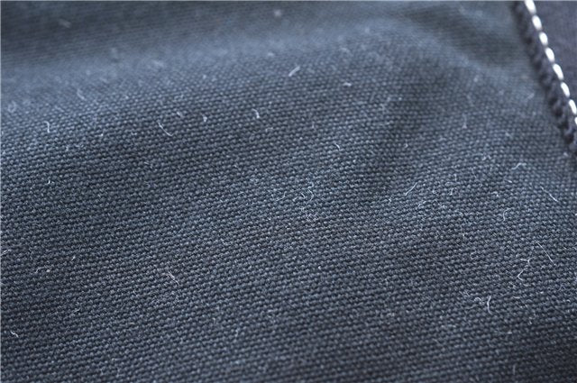 Authentic HERMES Deauville MM Hand Tote Bag Canvas Black 2920E