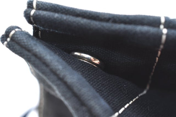Authentic HERMES Deauville MM Hand Tote Bag Canvas Black 2920E
