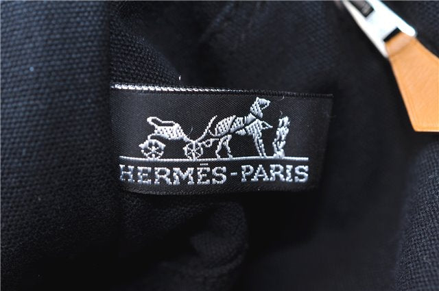 Authentic HERMES Deauville MM Hand Tote Bag Canvas Black 2920E