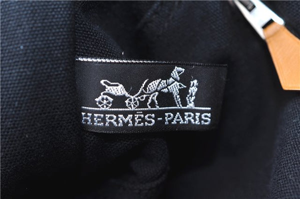 Authentic HERMES Deauville MM Hand Tote Bag Canvas Black 2920E
