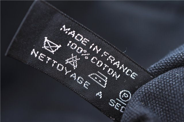 Authentic HERMES Deauville MM Hand Tote Bag Canvas Black 2920E