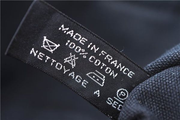 Authentic HERMES Deauville MM Hand Tote Bag Canvas Black 2920E