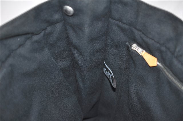 Authentic HERMES Deauville MM Hand Tote Bag Canvas Black 2920E