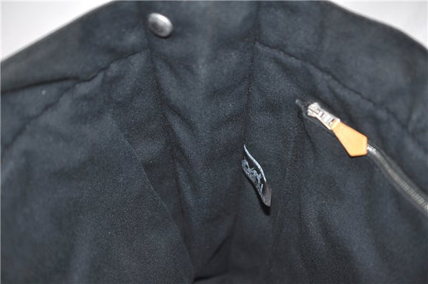 Authentic HERMES Deauville MM Hand Tote Bag Canvas Black 2920E