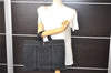 Authentic HERMES Deauville MM Hand Tote Bag Canvas Black 2920E