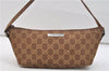 Authentic GUCCI Vintage Hand Bag Pouch Purse GG Canvas Leather Brown 2921E