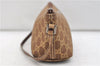 Authentic GUCCI Vintage Hand Bag Pouch Purse GG Canvas Leather Brown 2921E