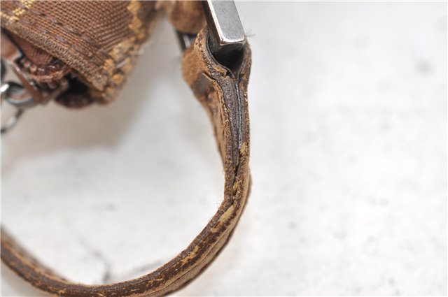 Authentic GUCCI Vintage Hand Bag Pouch Purse GG Canvas Leather Brown 2921E