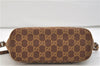 Authentic GUCCI Vintage Hand Bag Pouch Purse GG Canvas Leather Brown 2921E