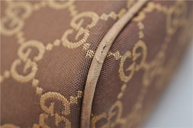 Authentic GUCCI Vintage Hand Bag Pouch Purse GG Canvas Leather Brown 2921E