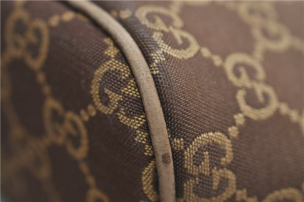 Authentic GUCCI Vintage Hand Bag Pouch Purse GG Canvas Leather Brown 2921E