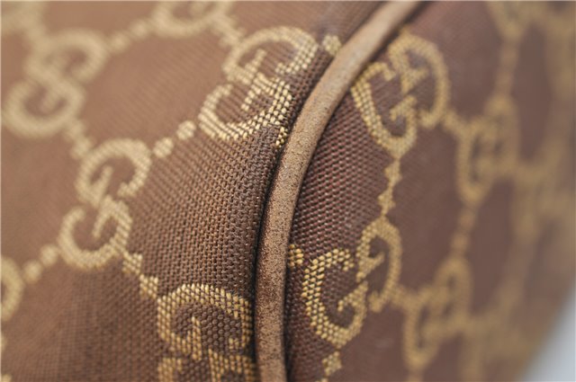 Authentic GUCCI Vintage Hand Bag Pouch Purse GG Canvas Leather Brown 2921E