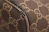 Authentic GUCCI Vintage Hand Bag Pouch Purse GG Canvas Leather Brown 2921E