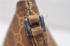 Authentic GUCCI Vintage Hand Bag Pouch Purse GG Canvas Leather Brown 2921E