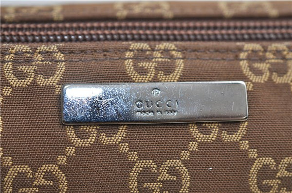 Authentic GUCCI Vintage Hand Bag Pouch Purse GG Canvas Leather Brown 2921E