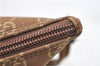 Authentic GUCCI Vintage Hand Bag Pouch Purse GG Canvas Leather Brown 2921E