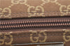 Authentic GUCCI Vintage Hand Bag Pouch Purse GG Canvas Leather Brown 2921E