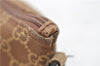 Authentic GUCCI Vintage Hand Bag Pouch Purse GG Canvas Leather Brown 2921E