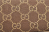 Authentic GUCCI Vintage Hand Bag Pouch Purse GG Canvas Leather Brown 2921E