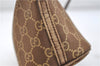 Authentic GUCCI Vintage Hand Bag Pouch Purse GG Canvas Leather Brown 2921E