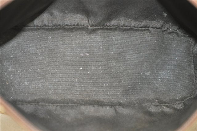 Authentic GUCCI Vintage Hand Bag Pouch Purse GG Canvas Leather Brown 2921E