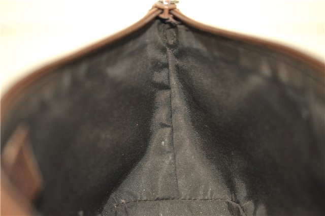 Authentic GUCCI Vintage Hand Bag Pouch Purse GG Canvas Leather Brown 2921E