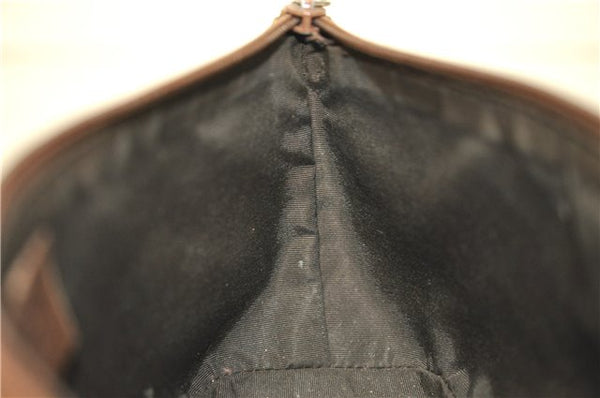 Authentic GUCCI Vintage Hand Bag Pouch Purse GG Canvas Leather Brown 2921E