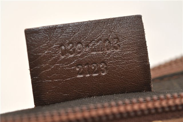 Authentic GUCCI Vintage Hand Bag Pouch Purse GG Canvas Leather Brown 2921E