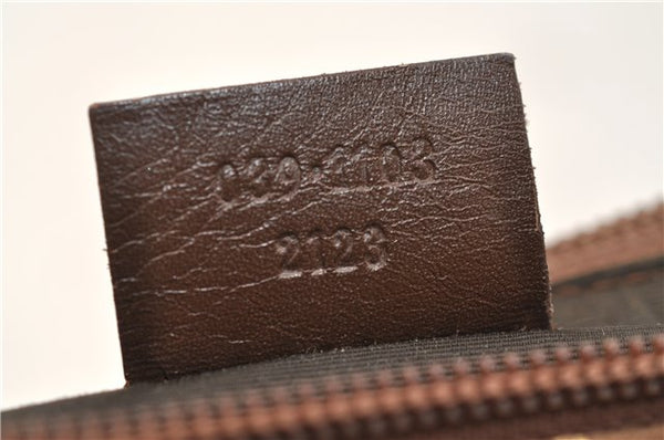 Authentic GUCCI Vintage Hand Bag Pouch Purse GG Canvas Leather Brown 2921E