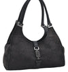 Authentic GUCCI Jumbo GG Jackie Shoulder Bag Canvas Leather 0021067 Black 2922E