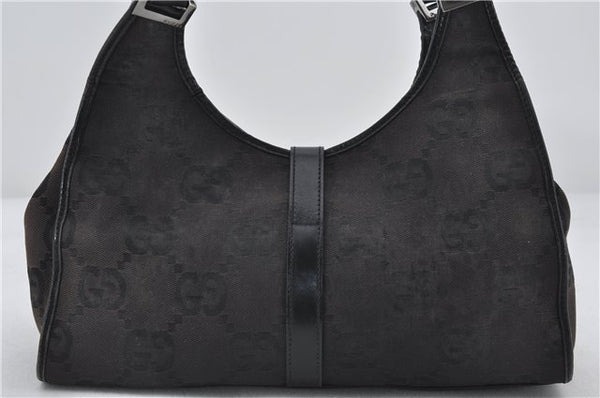 Authentic GUCCI Jumbo GG Jackie Shoulder Bag Canvas Leather 0021067 Black 2922E