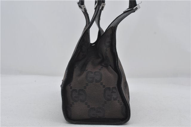 Authentic GUCCI Jumbo GG Jackie Shoulder Bag Canvas Leather 0021067 Black 2922E