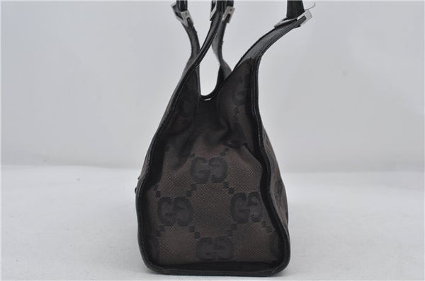 Authentic GUCCI Jumbo GG Jackie Shoulder Bag Canvas Leather 0021067 Black 2922E