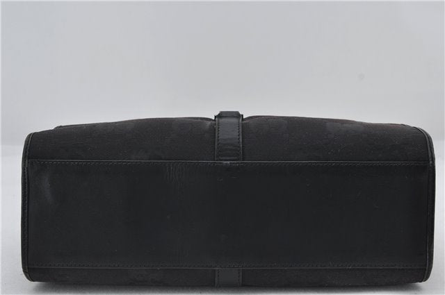 Authentic GUCCI Jumbo GG Jackie Shoulder Bag Canvas Leather 0021067 Black 2922E