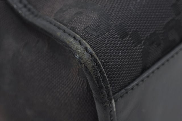 Authentic GUCCI Jumbo GG Jackie Shoulder Bag Canvas Leather 0021067 Black 2922E