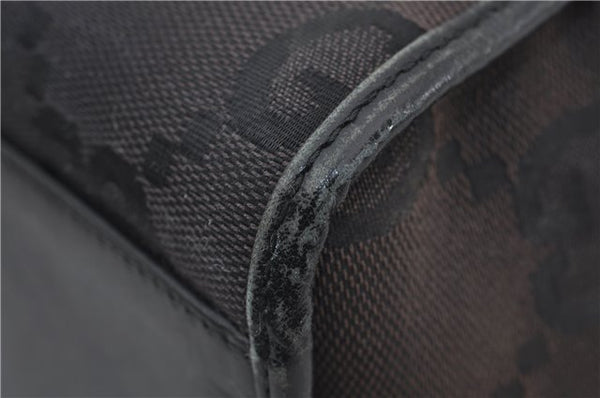 Authentic GUCCI Jumbo GG Jackie Shoulder Bag Canvas Leather 0021067 Black 2922E