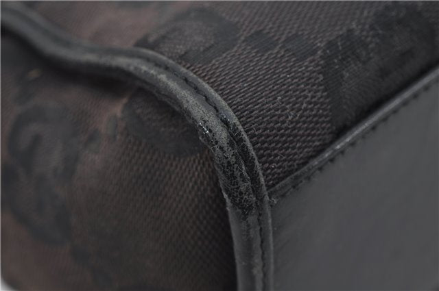 Authentic GUCCI Jumbo GG Jackie Shoulder Bag Canvas Leather 0021067 Black 2922E