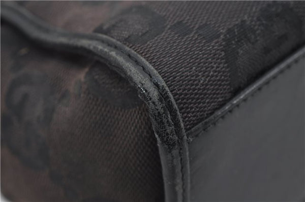 Authentic GUCCI Jumbo GG Jackie Shoulder Bag Canvas Leather 0021067 Black 2922E