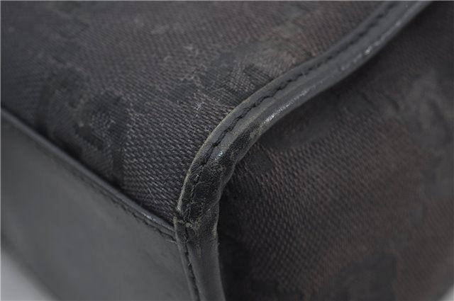 Authentic GUCCI Jumbo GG Jackie Shoulder Bag Canvas Leather 0021067 Black 2922E