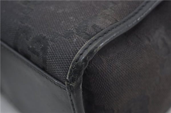 Authentic GUCCI Jumbo GG Jackie Shoulder Bag Canvas Leather 0021067 Black 2922E