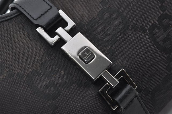 Authentic GUCCI Jumbo GG Jackie Shoulder Bag Canvas Leather 0021067 Black 2922E