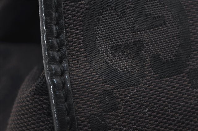 Authentic GUCCI Jumbo GG Jackie Shoulder Bag Canvas Leather 0021067 Black 2922E