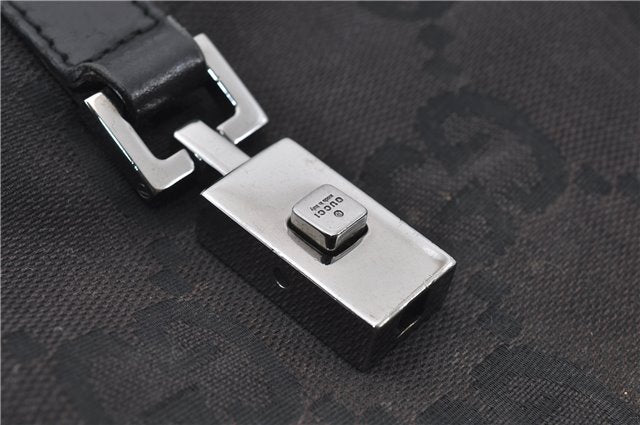 Authentic GUCCI Jumbo GG Jackie Shoulder Bag Canvas Leather 0021067 Black 2922E