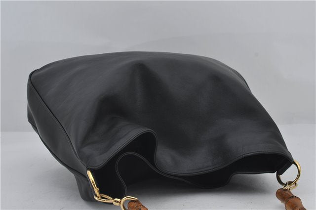 Authentic GUCCI Bamboo Vintage 2Way Shoulder Tote Bag Leather Black Junk 2924E