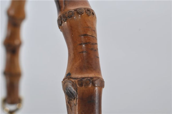 Authentic GUCCI Bamboo Vintage 2Way Shoulder Tote Bag Leather Black Junk 2924E