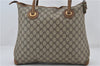 Authentic GUCCI Vintage Shoulder Tote Bag Purse GG PVC Leather Brown 2925E