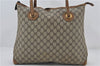 Authentic GUCCI Vintage Shoulder Tote Bag Purse GG PVC Leather Brown 2925E