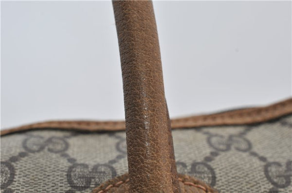 Authentic GUCCI Vintage Shoulder Tote Bag Purse GG PVC Leather Brown 2925E