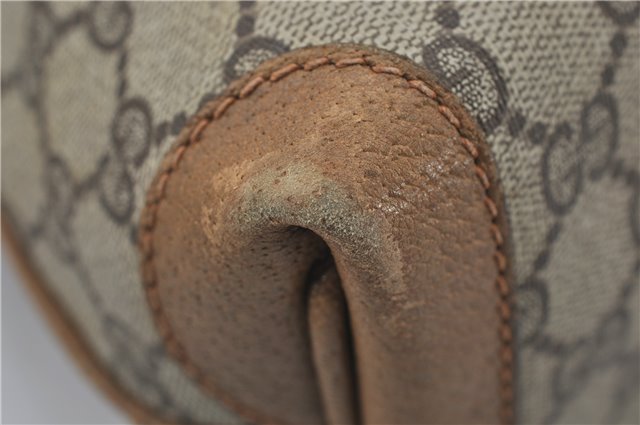 Authentic GUCCI Vintage Shoulder Tote Bag Purse GG PVC Leather Brown 2925E